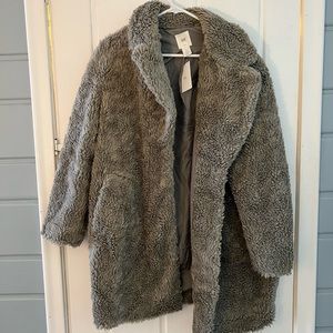 H&M Gray Teddy Coat